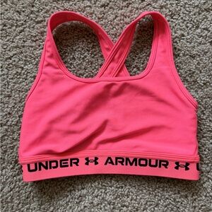 Women’s Small Under Armour Coral Hot Neon Pink Athletic Sports Bra